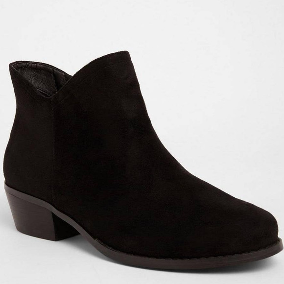 torrid Shoes - Torrid Low Dip Ankle Bootie Zip Faux Suede Round Toe Wide Width Womens 10.5W